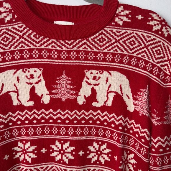 H&M Red Polar Bear & Snowflake Christmas Sweater M - Picture 3 of 8